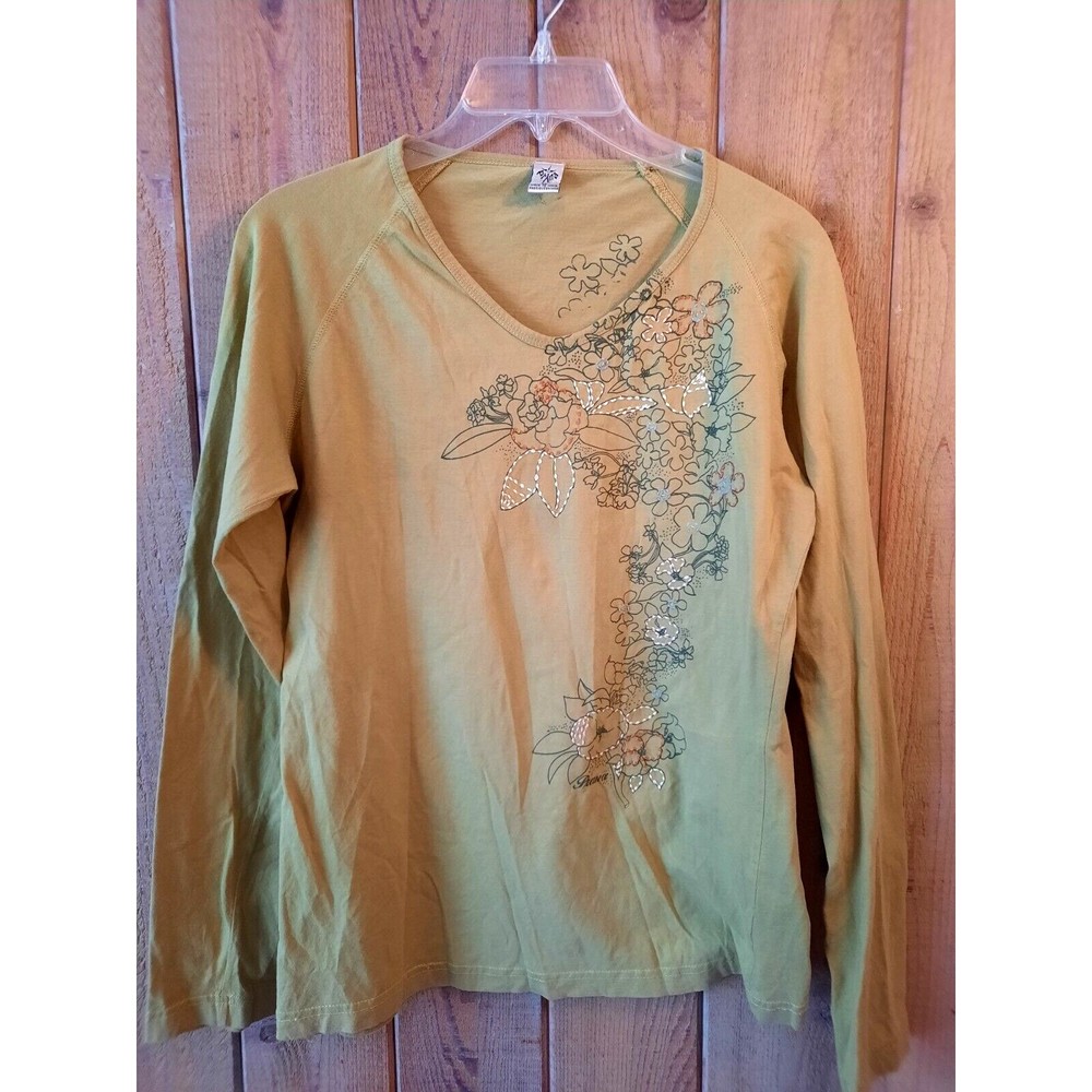 Prana Women's Size XL Green Long Sleeve Lightweight Embroidered (Runs Small)